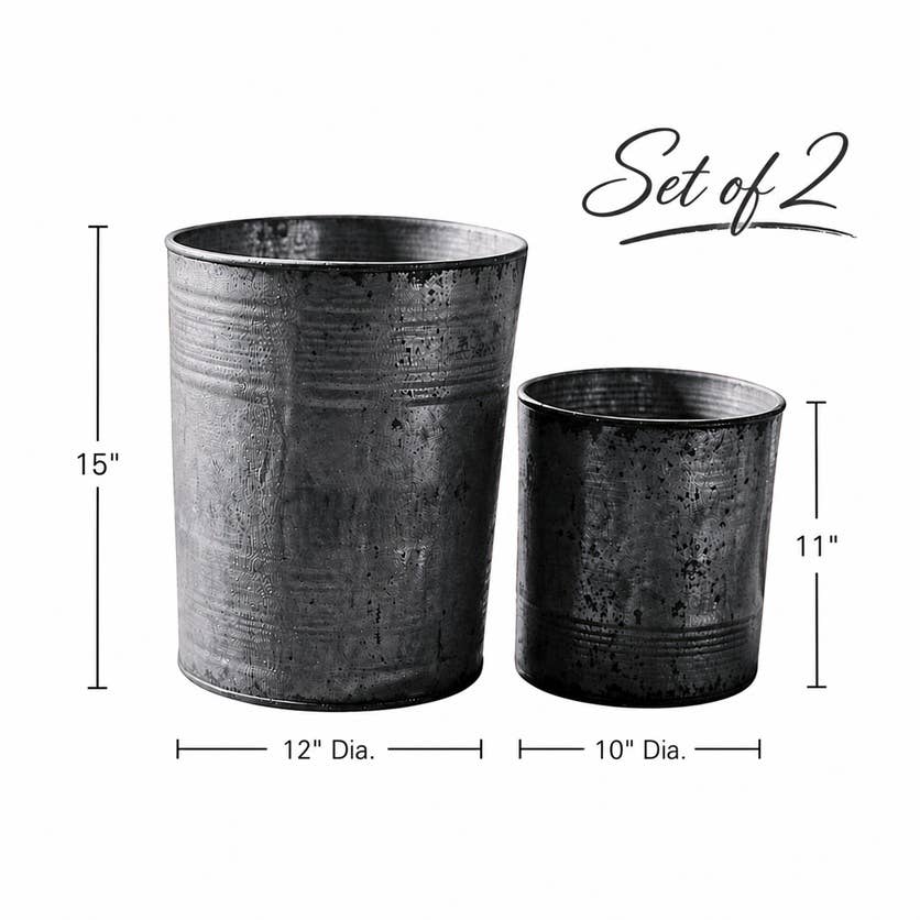 Set of 2 Distressed Metal Large Tubs - Select Color