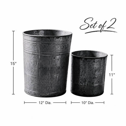 Set of 2 Distressed Metal Large Tubs - Select Color