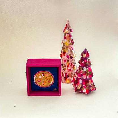 Pink and Red Tall Christmas Tree|Jessica Reynolds Art