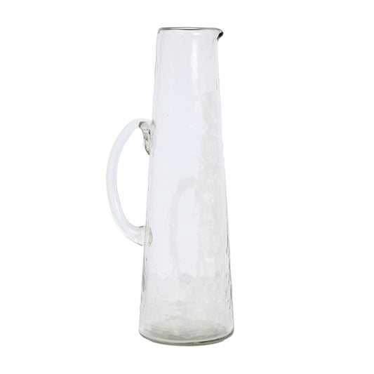 Hammered Glass Pitcher 4x12.5"