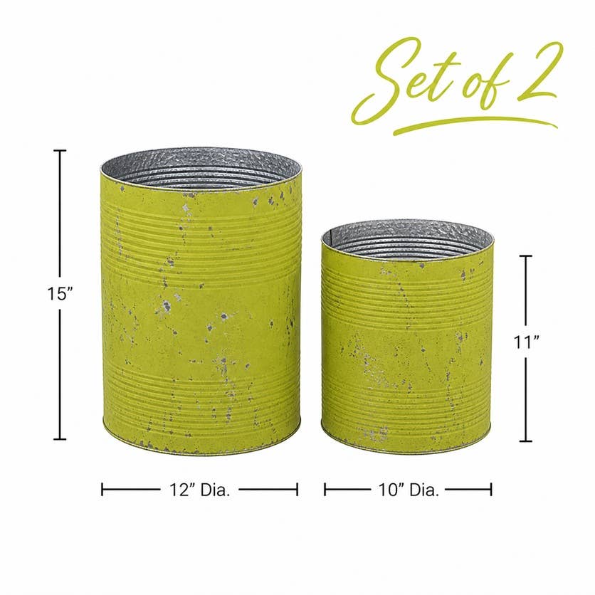 Set of 2 Distressed Metal Large Tubs - Select Color