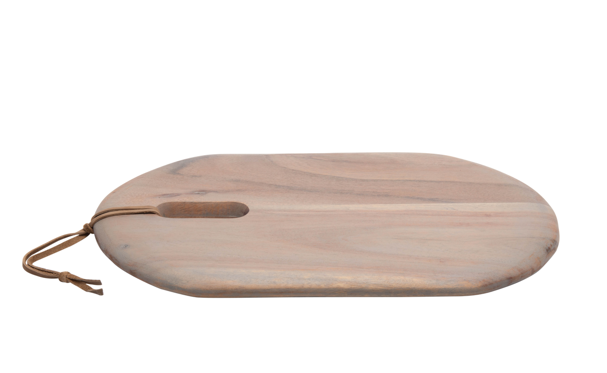 Acacia Wood Cutting Board w/ Leather Strap 14.15" x 9.45"