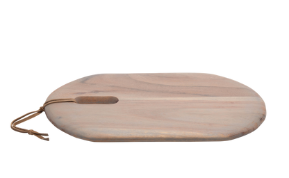 Acacia Wood Cutting Board w/ Leather Strap 14.15" x 9.45"