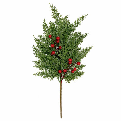 22 in Artificial Cedar Pine Pick with Red Berries