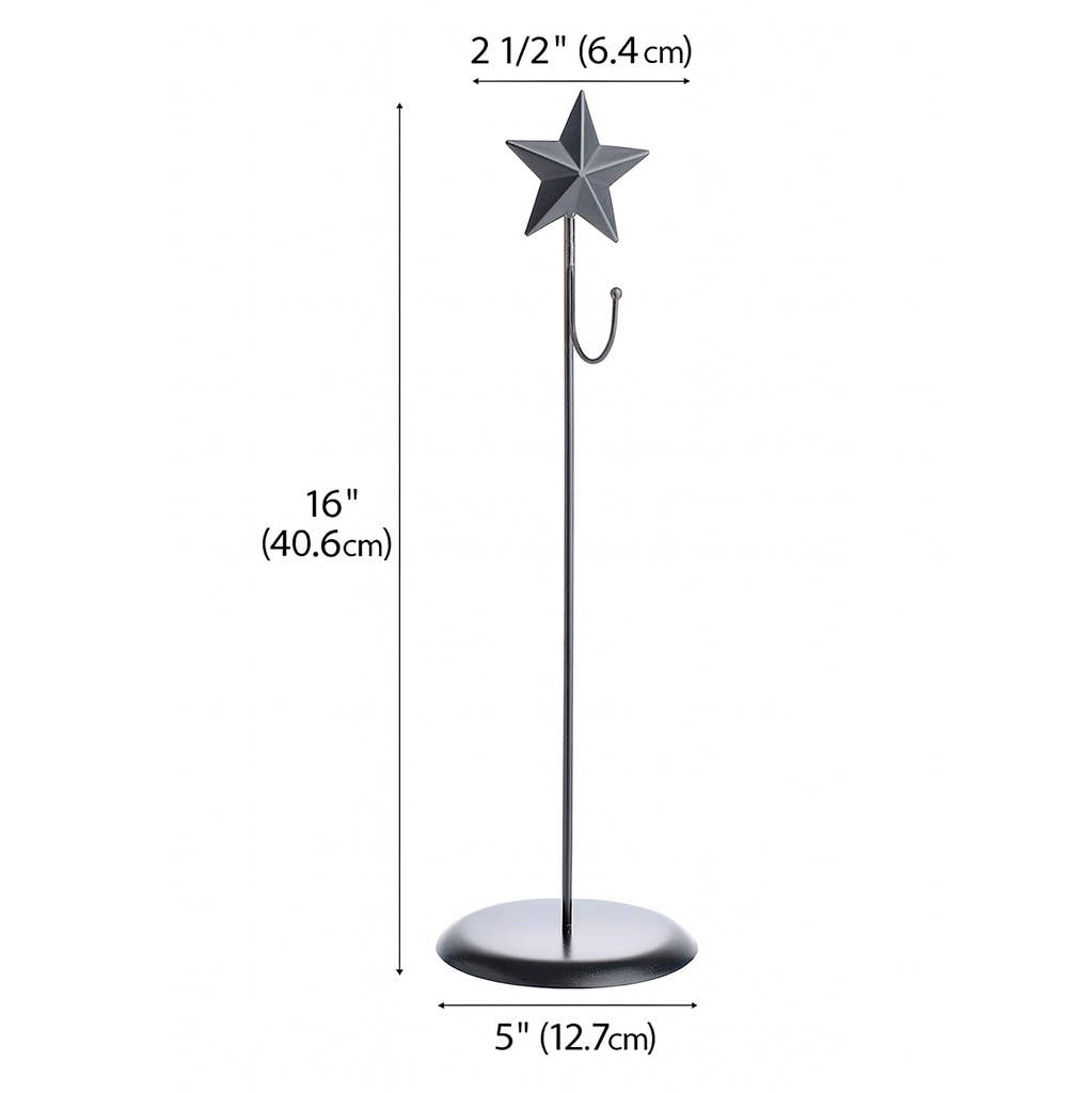 16" H Black Metal Barn Star Wreath Stand