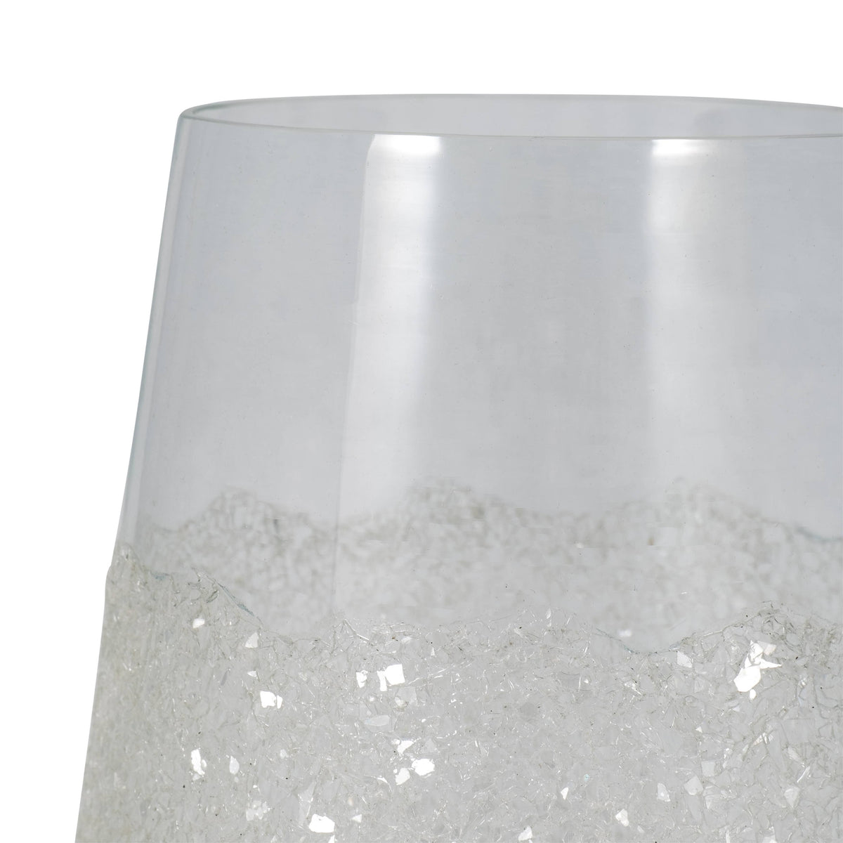 Decorative Vase - Clear Glass Crushed Dual Sugar, 10 in.