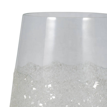 Decorative Vase - Clear Glass Crushed Dual Sugar, 10 in.