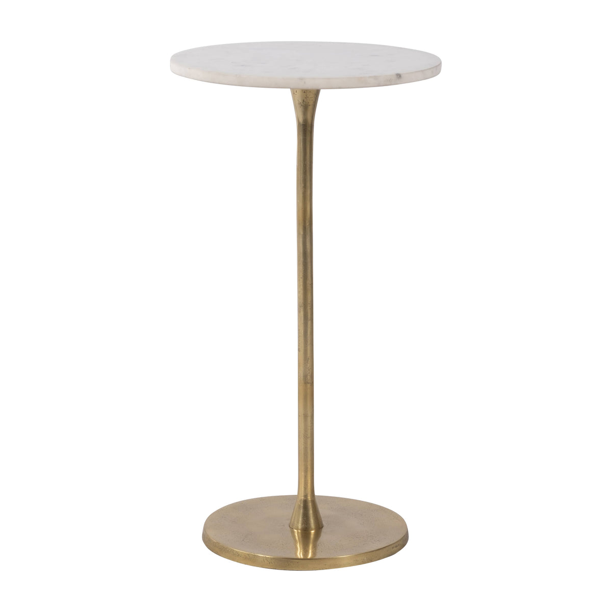 Side Table - Gold/White Marble Top Metal Round Base, 24 in.