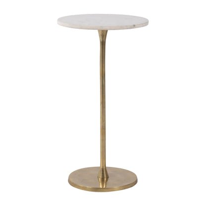 Side Table - Gold/White Marble Top Metal Round Base, 24 in.