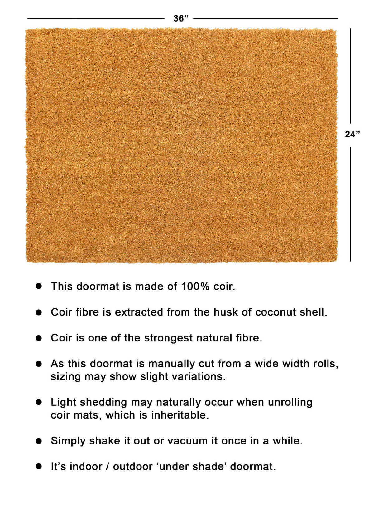 RugSmith Natural Machine Tufted Plain Doormat, 24" x 36"
