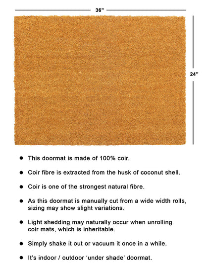 RugSmith Natural Machine Tufted Plain Doormat, 24" x 36"