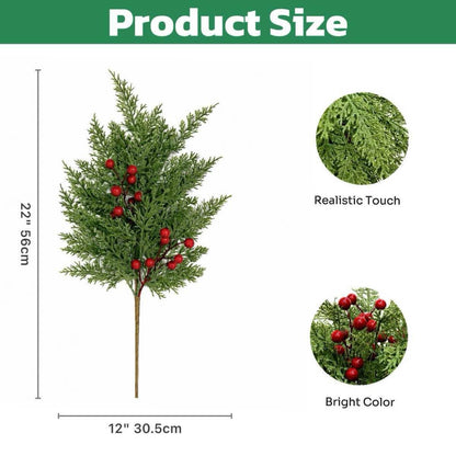 22 in Artificial Cedar Pine Pick with Red Berries