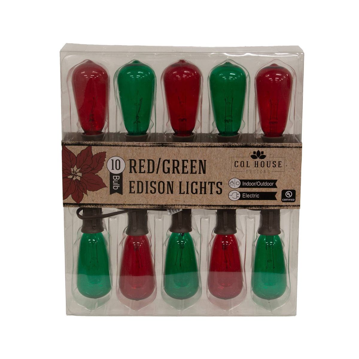 Red/Green Edison Light Strand, 10ct