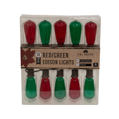 Red/Green Edison Light Strand, 10ct