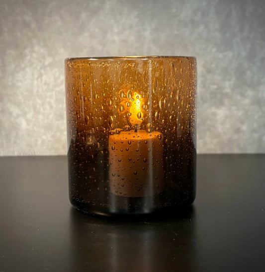 Radiant Amber Hurricane Vessel 3.5 X 4"