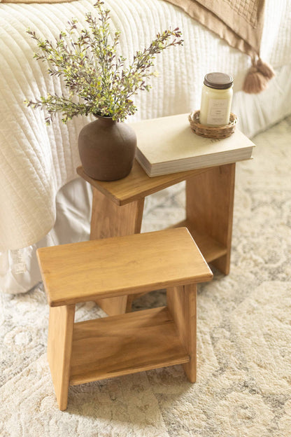 Decorative Wooden Stool | Solid Wood Accent Bench