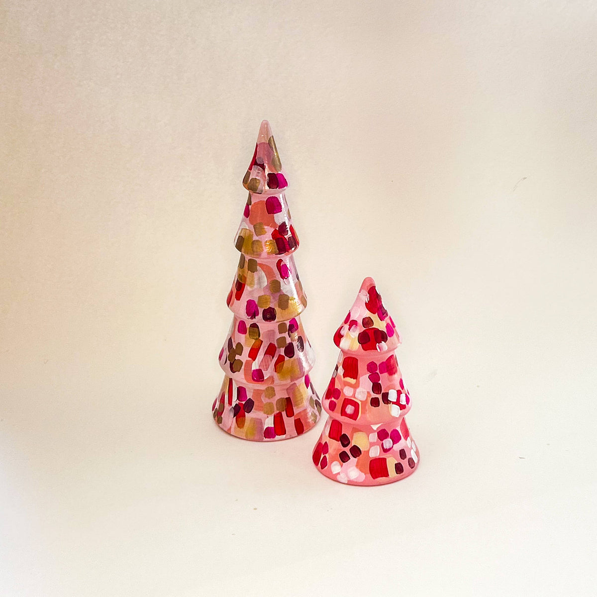 Pink and Red Tall Christmas Tree|Jessica Reynolds Art