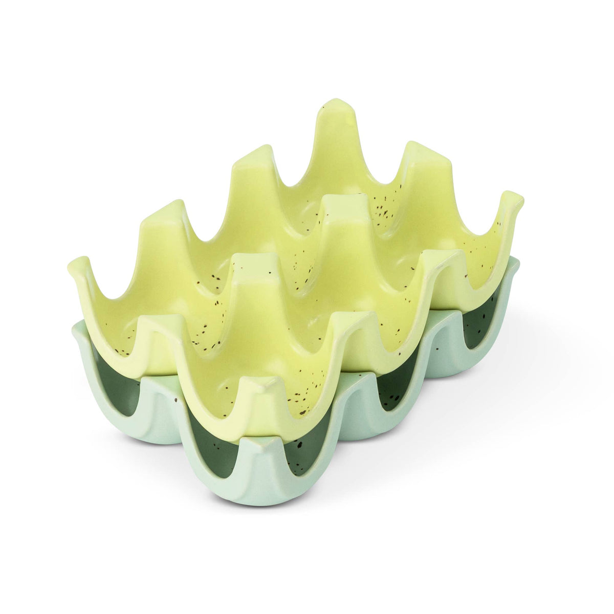 2 Pack - 6 Section Speckled Ceramic Egg Tray