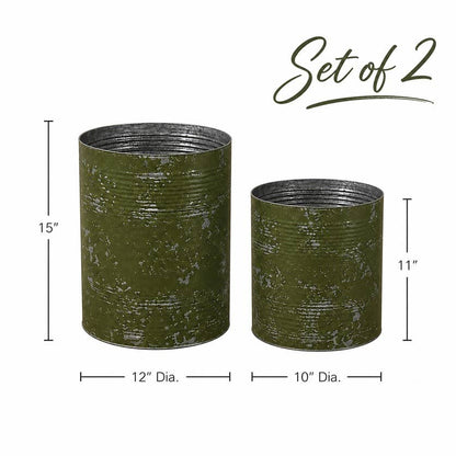 Set of 2 Distressed Metal Large Tubs - Select Color