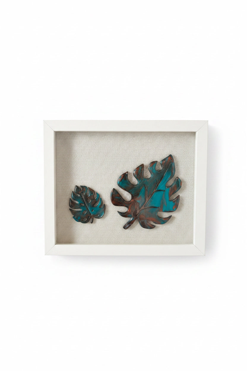 Resin Copper/Turquoise Leaves, Original Art by Terri Cipolla