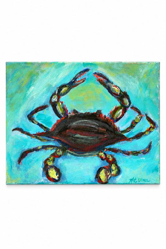 Crab on Canvas, Original Painting by Kat Cresse