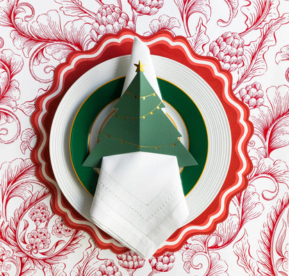 Red Fancy Scallop Paper Placemats