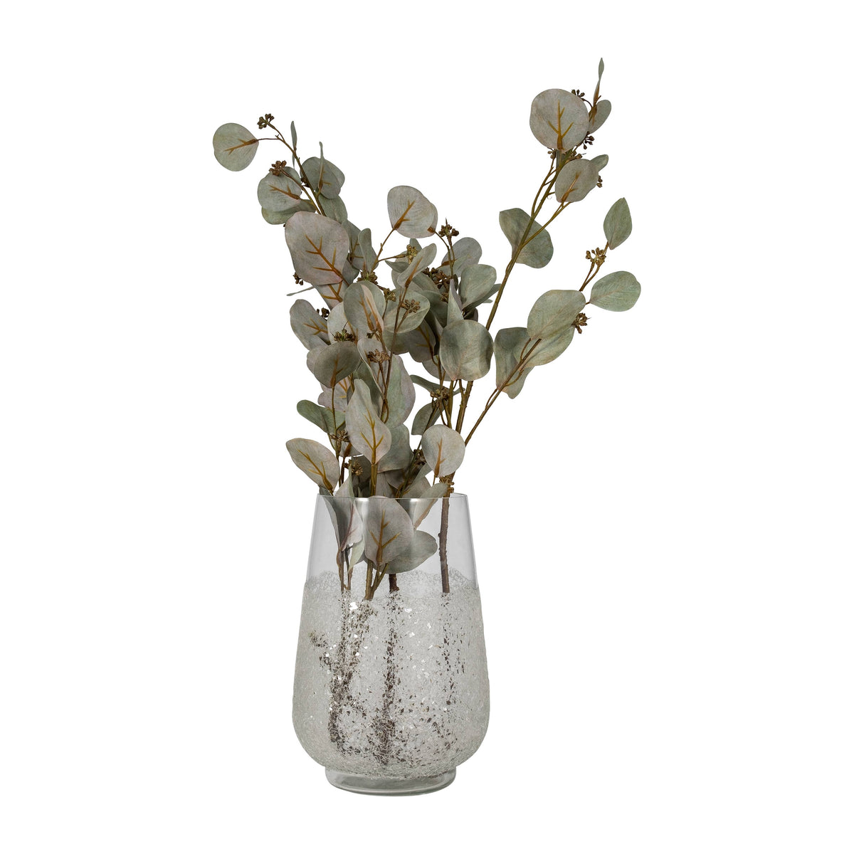 Decorative Vase - Clear Glass Crushed Dual Sugar, 10 in.