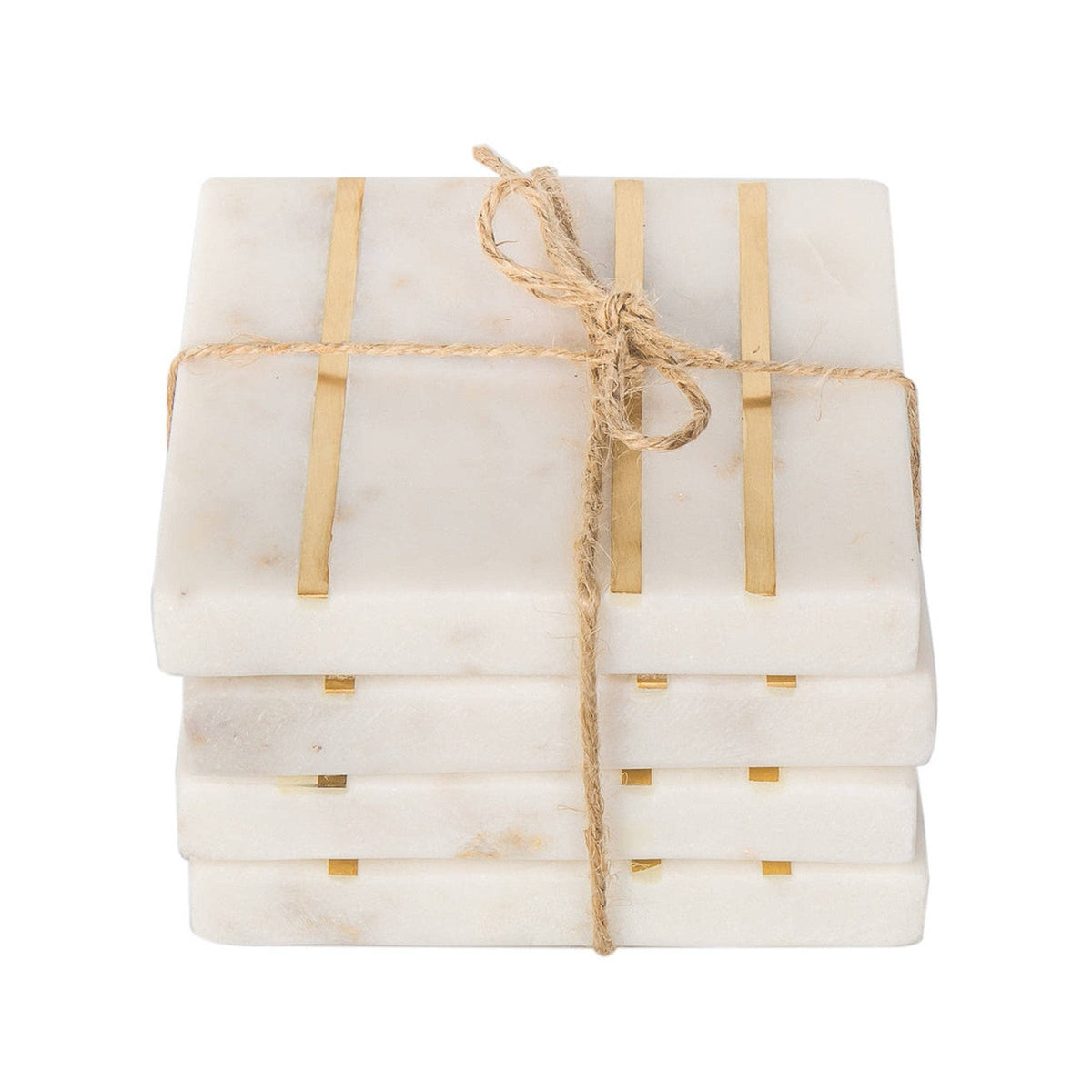 Marble Square Inlay Coaster Set