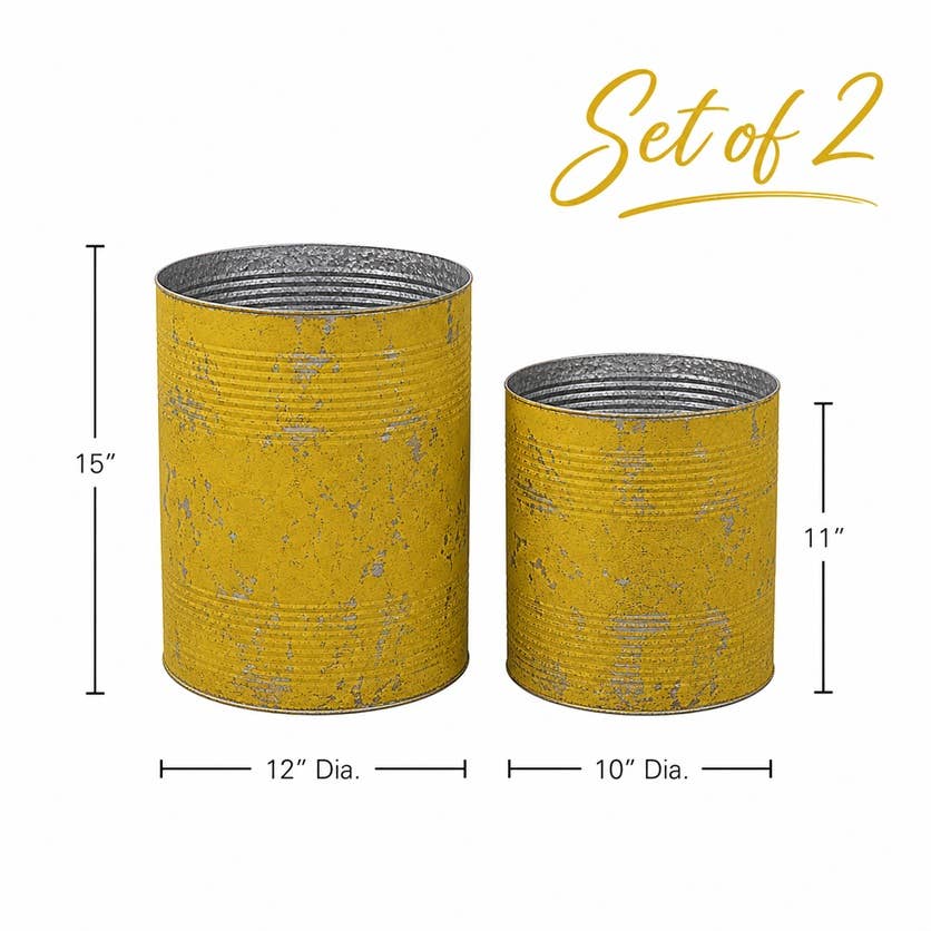 Set of 2 Distressed Metal Large Tubs - Select Color