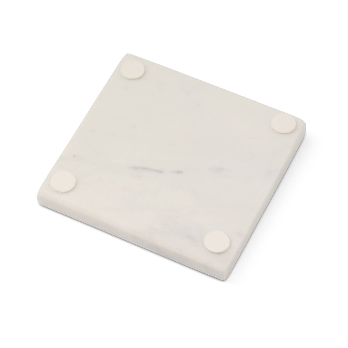 4pk Square Marble Coaster - White Martini