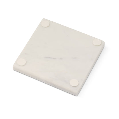 4pk Square Marble Coaster - White Martini