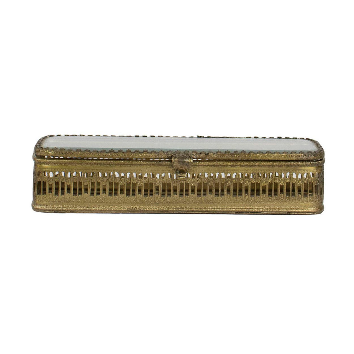Vintage Rectangle Brass & Glass Box