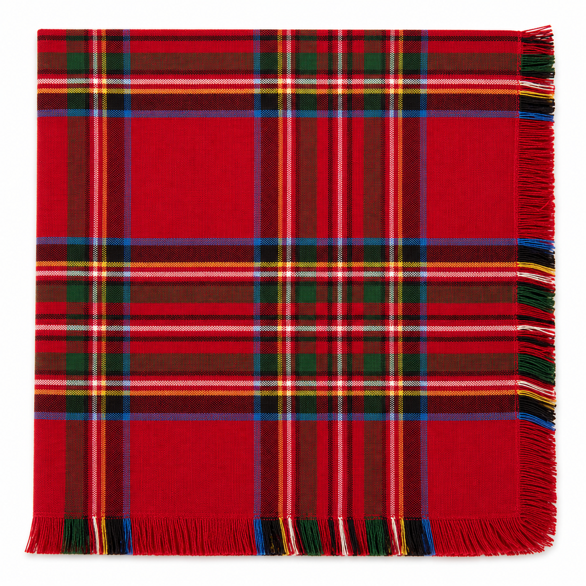 Classic Red Tartan Plaid Fringe 20" Cotton Napkin