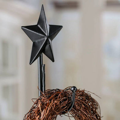 16" H Black Metal Barn Star Wreath Stand
