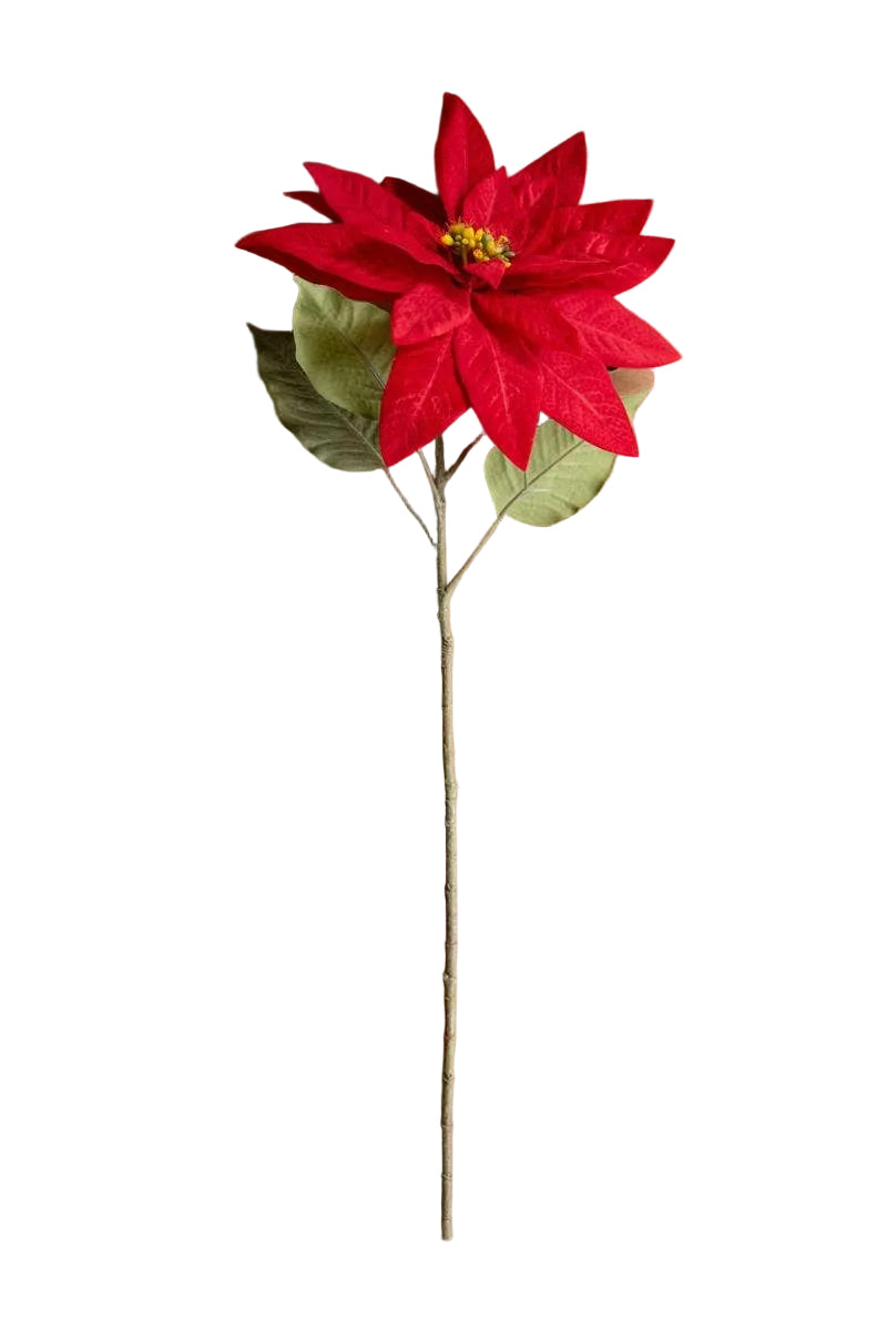 Artificial Red Poinsettia Stem