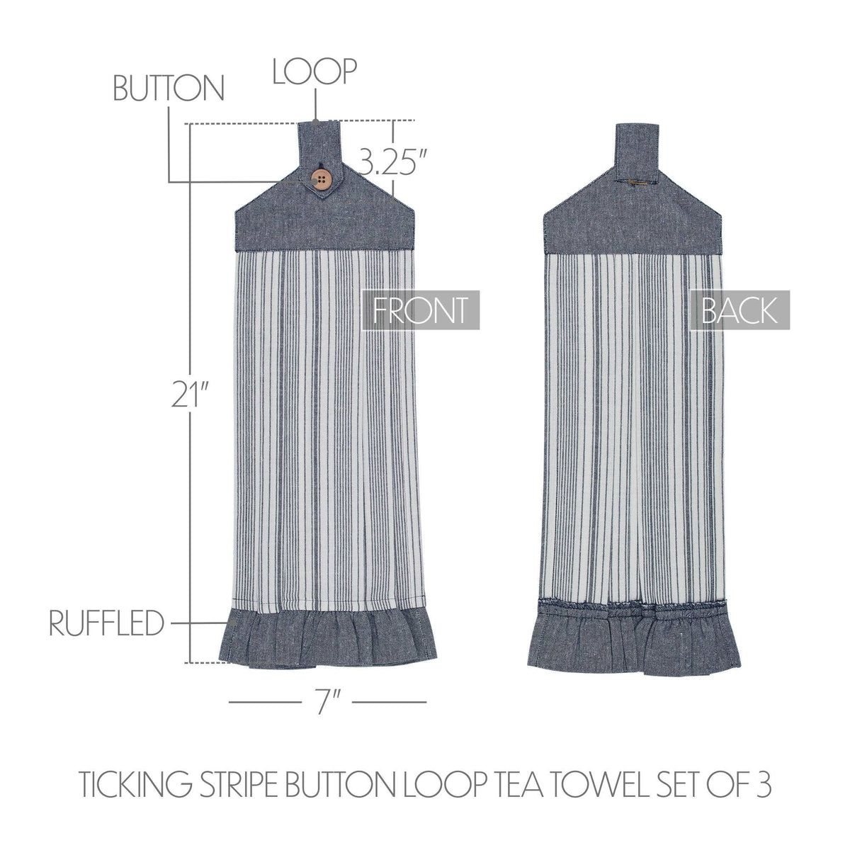 Sawyer Mill Blue Ticking Stripe Kitchen Towel 3pc