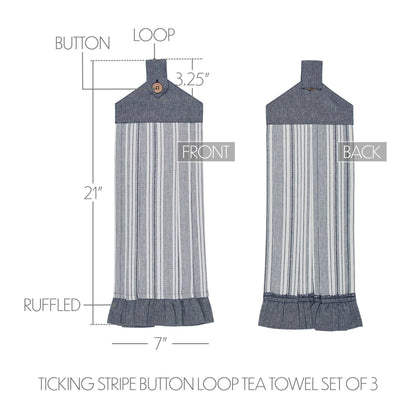 Sawyer Mill Blue Ticking Stripe Kitchen Towel 3pc
