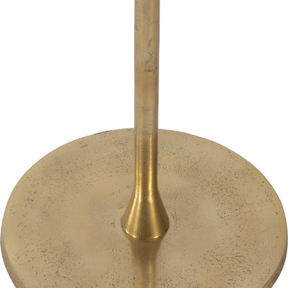 Side Table - Gold/White Marble Top Metal Round Base, 24 in.