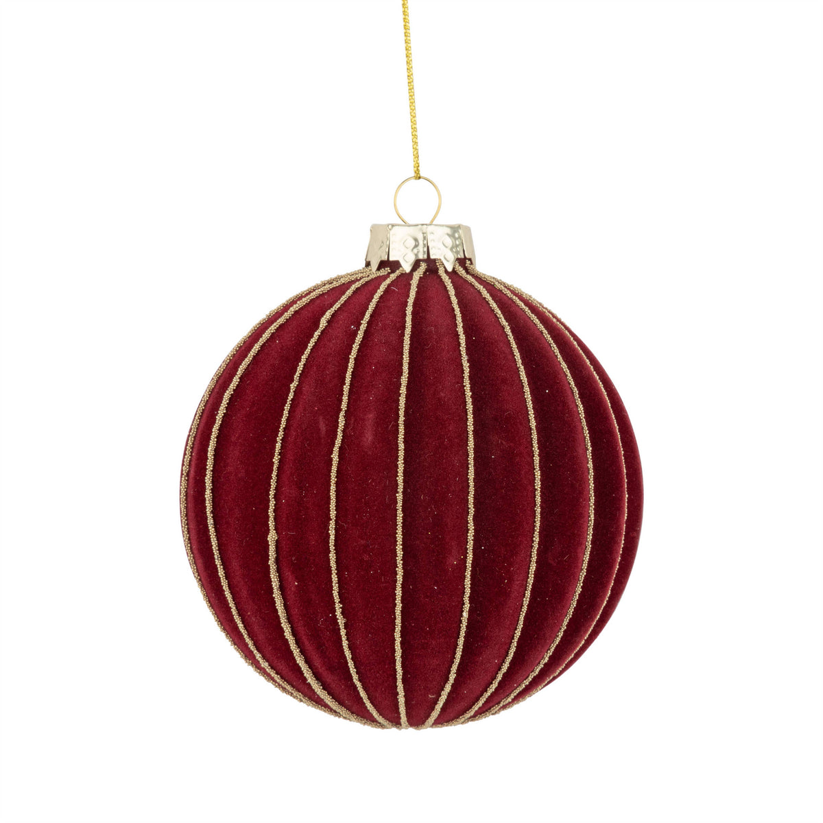 Fluted Deep Red Glass Ornament 4in