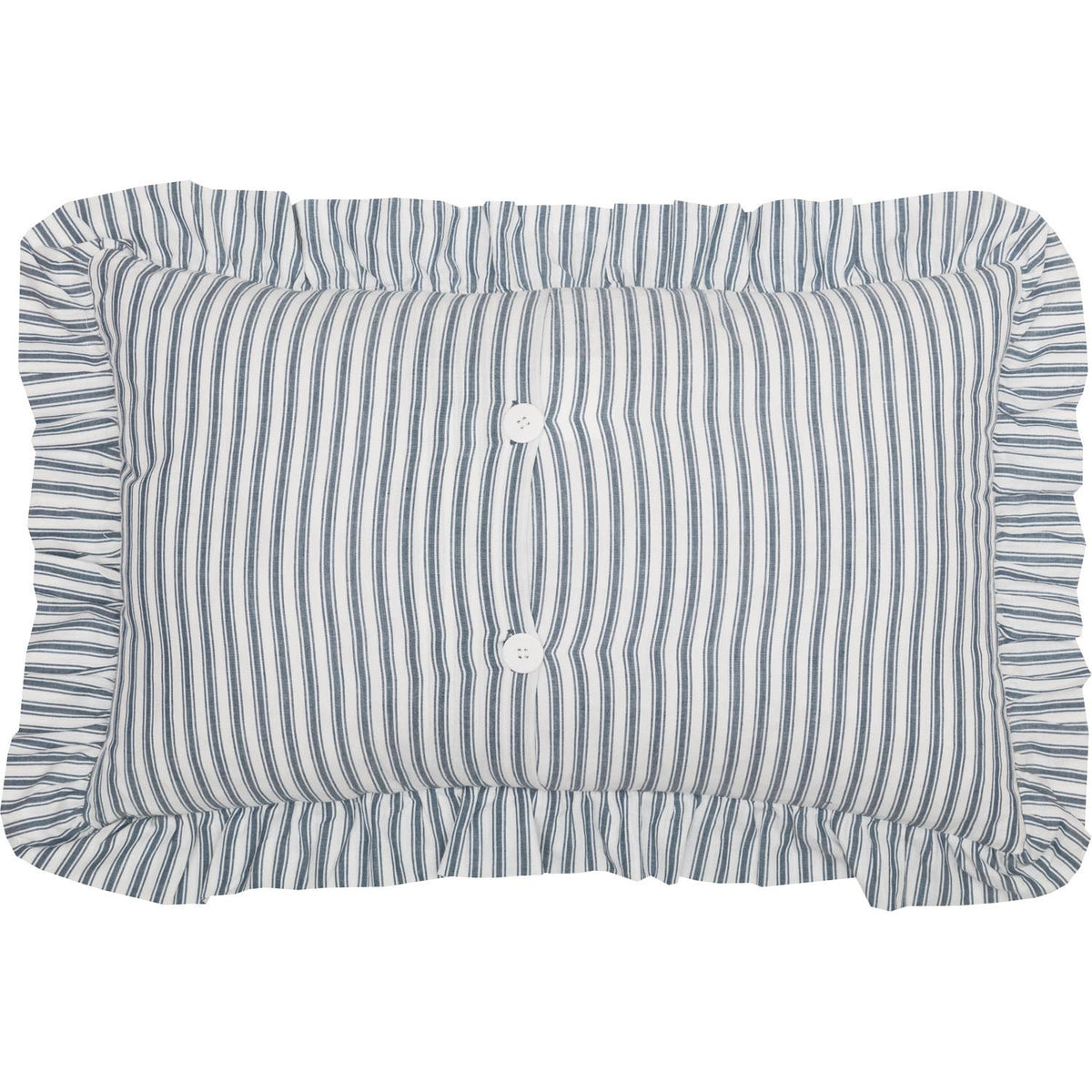 Sawyer Mill Blue Ticking Stripe Ruffled Throw Pillow 14x22
