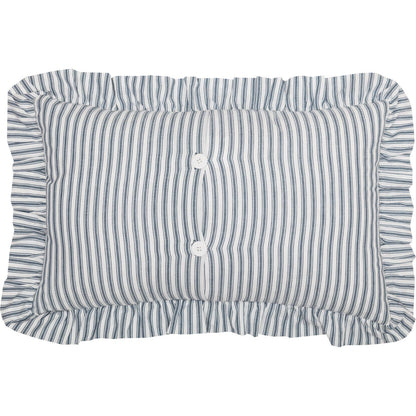 Sawyer Mill Blue Ticking Stripe Ruffled Throw Pillow 14x22