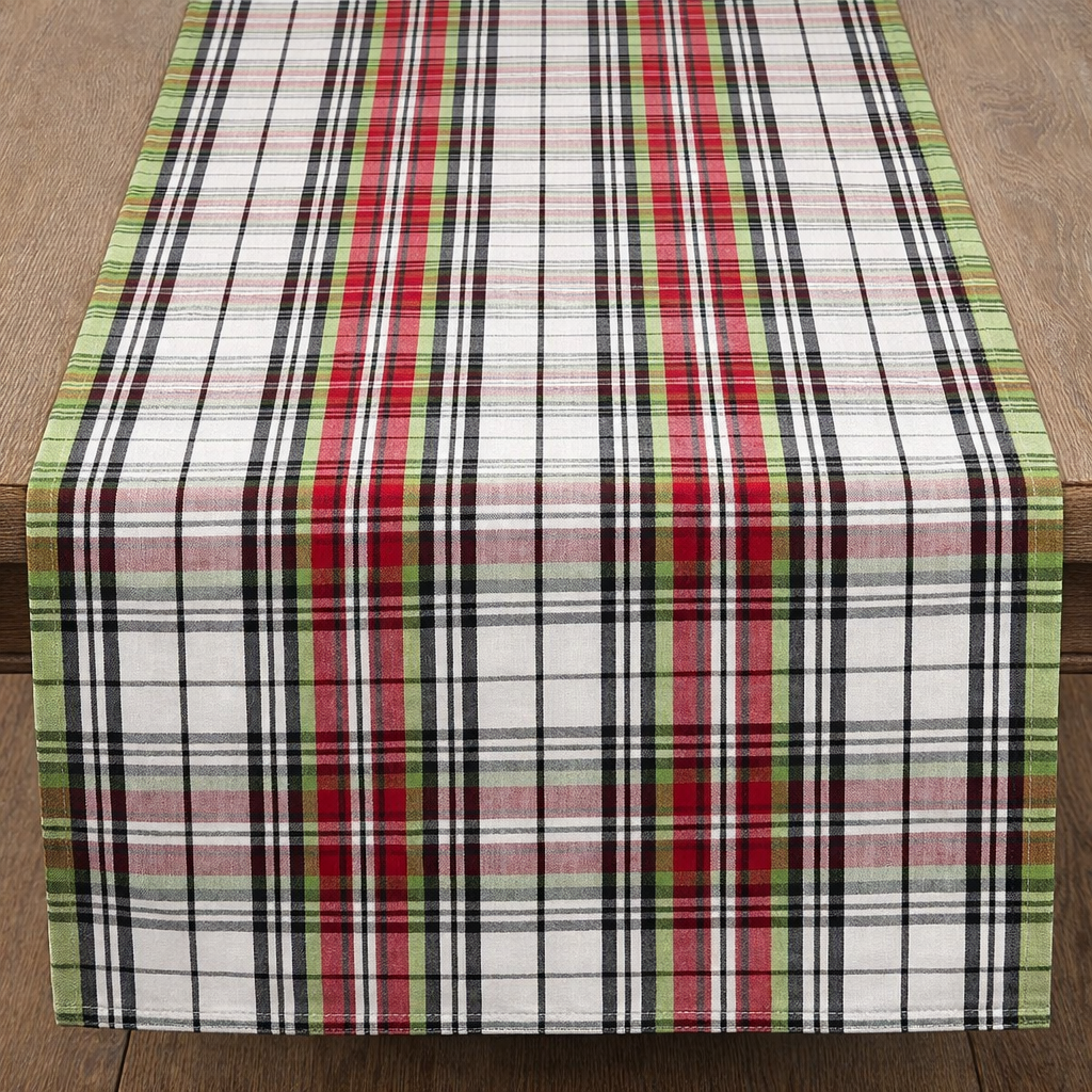 Classic Plaid Design Cotton 16"x72" Table Runner