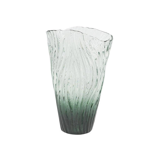 Organic Ribbed Glass Vase - Recycled Glass