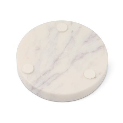 4pk Round Marble Coaster - White
