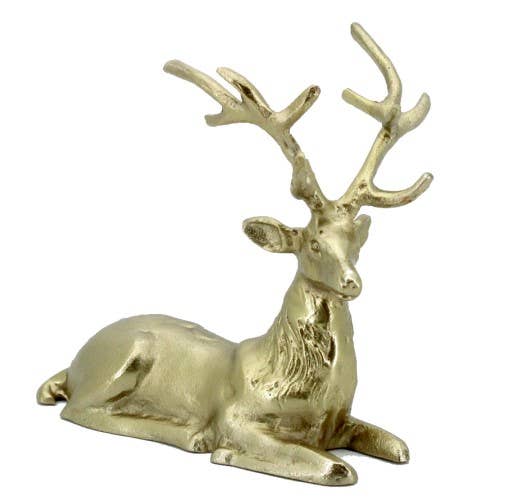 9.5X8" Gold Laying Reindeer
