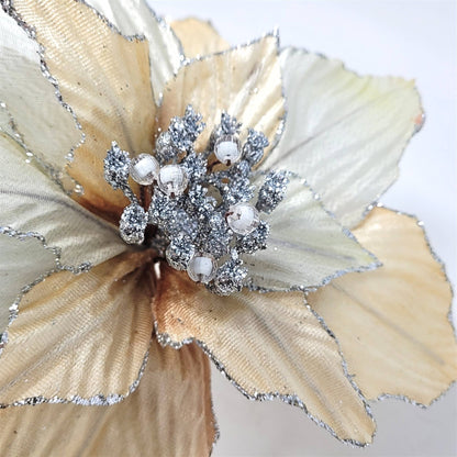 Ombre Shimmer Poinsettia Stem - Ivory/Champagne 19”