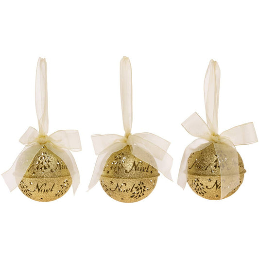 Christmas Glitter Bell Ornaments, Glitter Finish (Set of 3)