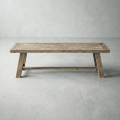 60" Farmhouse Solid Wood Accent Bench - Weathered Natural
