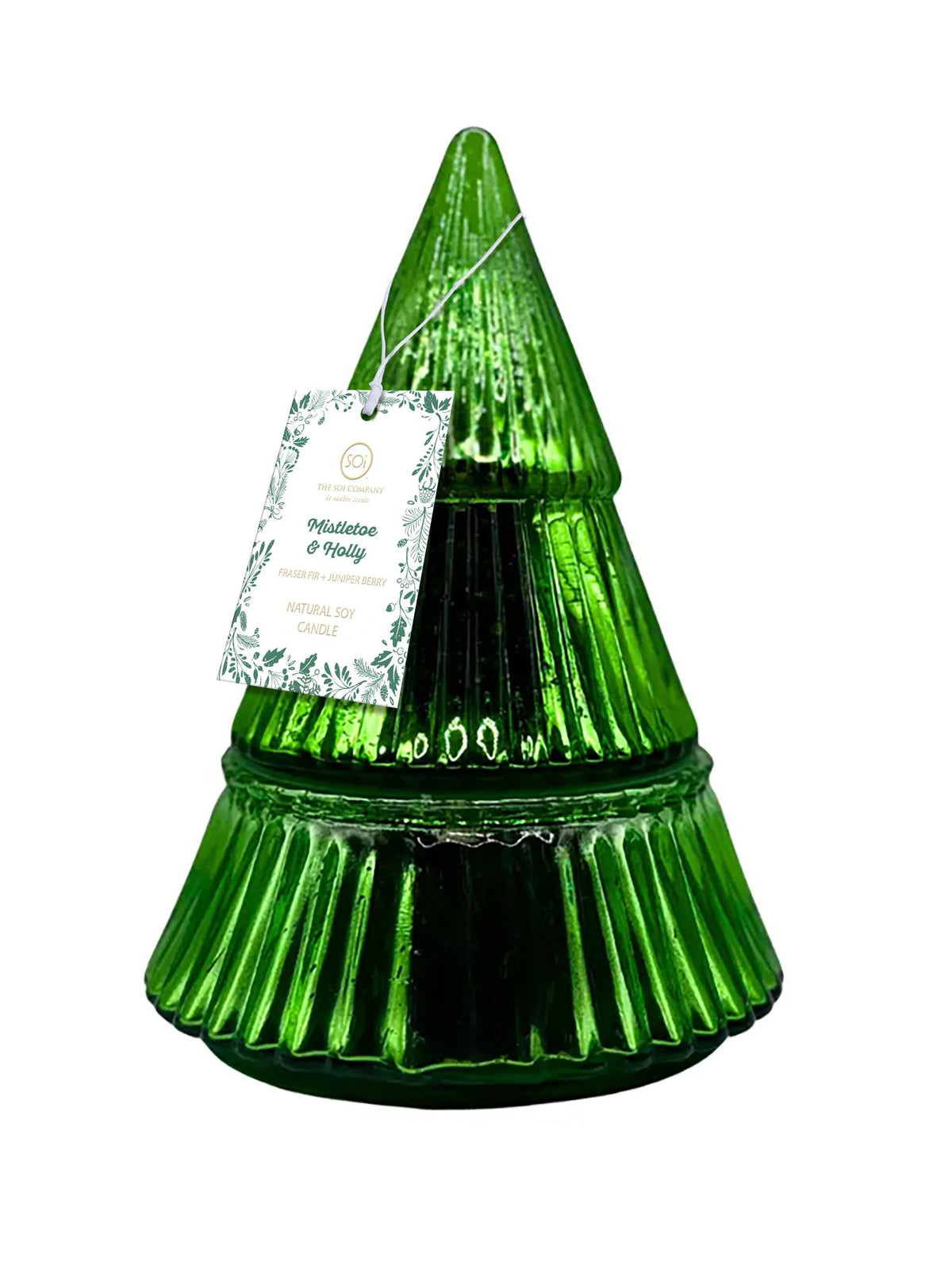 Green Tree 9oz Glass Tree Mistletoe & Holly