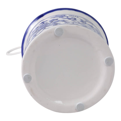Bird House - White/Blue Ceramic Chinoiserie, 8 in.